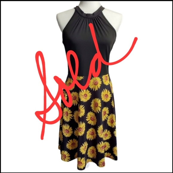 Bikatu Dresses & Skirts - SOLD ~ BIKATU HALTER SUNFLOWER DRESS